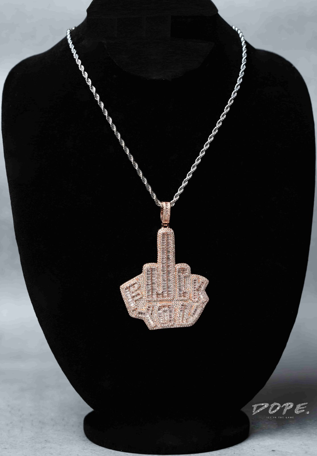 Fuck You Hand Pendant on rope chain