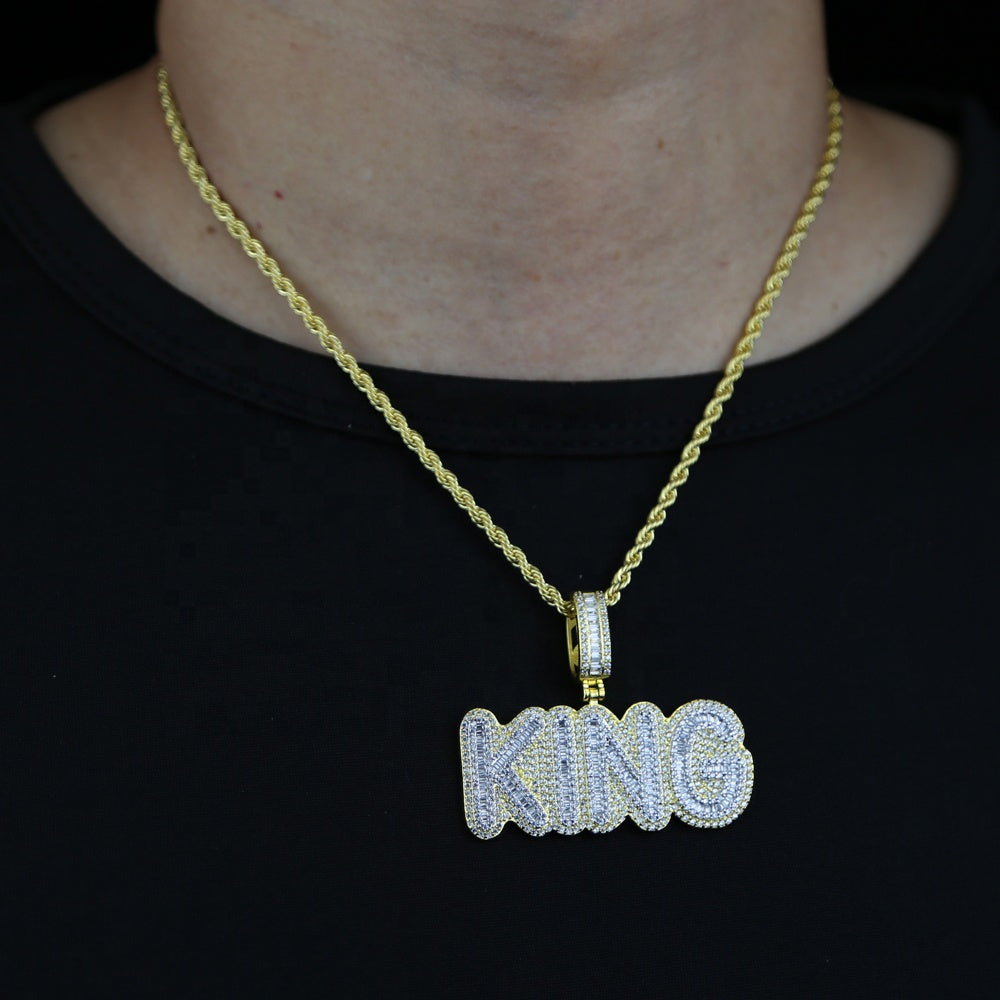 King Word Pendant on rope chain
