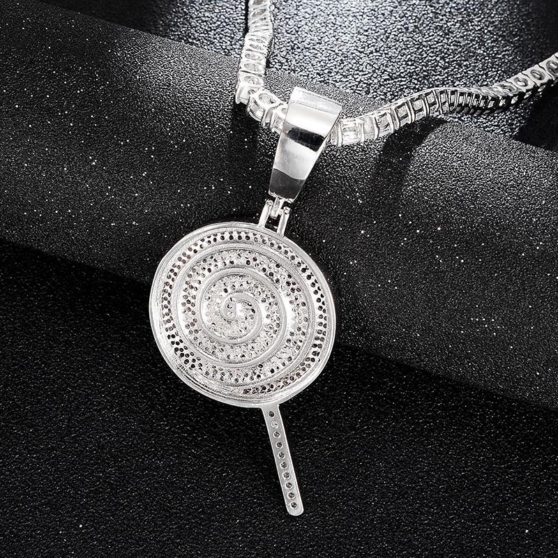 Rainbow Swirl Lollipop pendant on rope chain