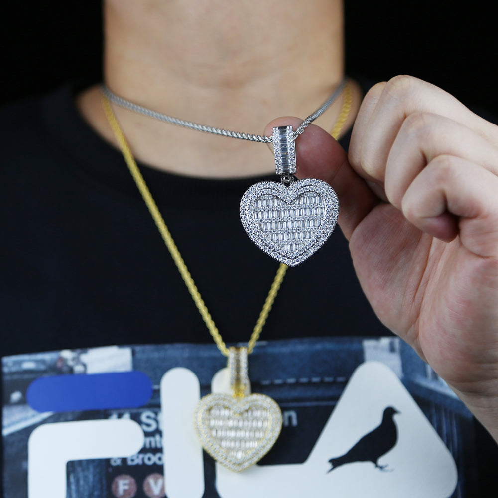 Silver Heart Photo Locket pendant on rope chain