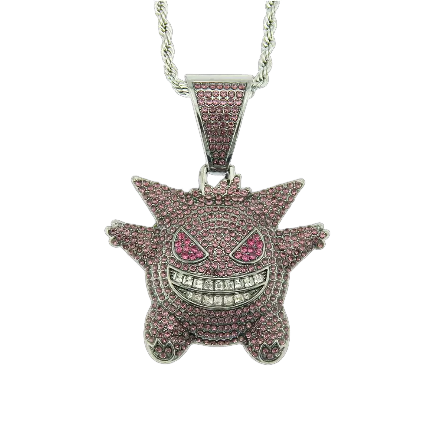 Gengar bling Ghost Pendant on rope chain