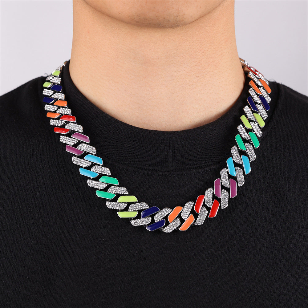 Iced Out V-Cut multi colour Link Chain