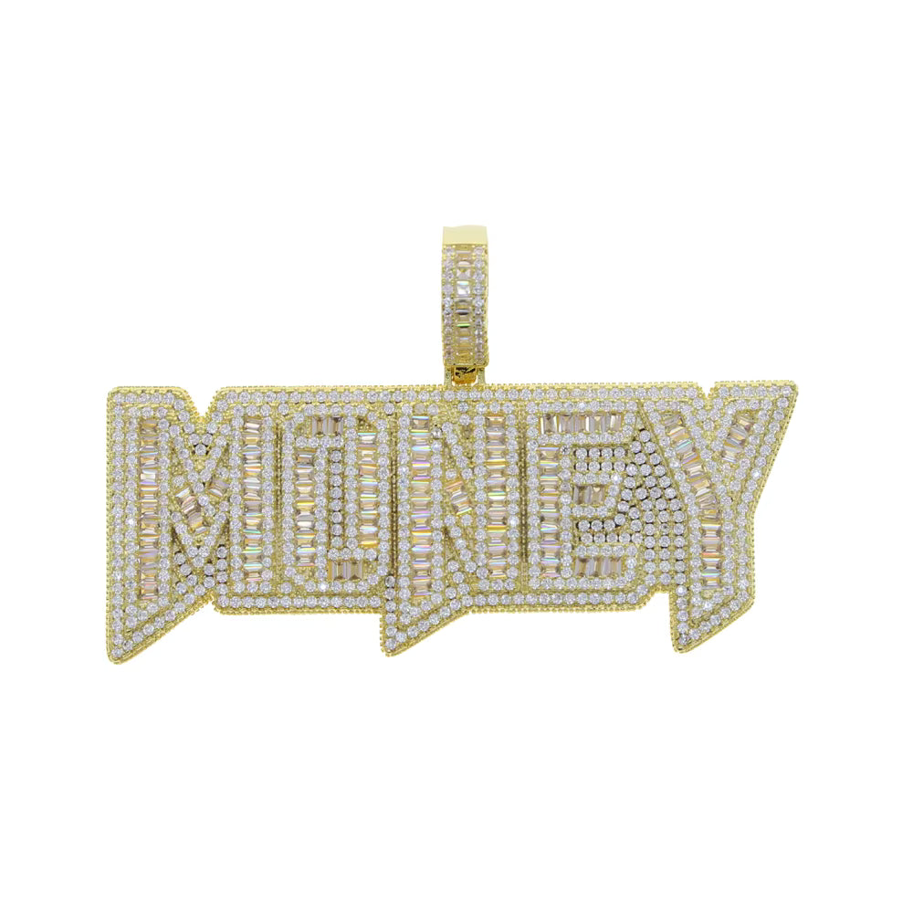 Money Word Pendant on rope chain