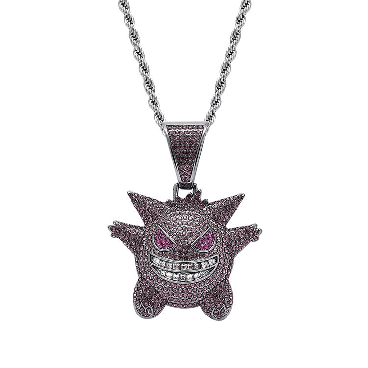 Gengar bling Ghost Pendant on rope chain