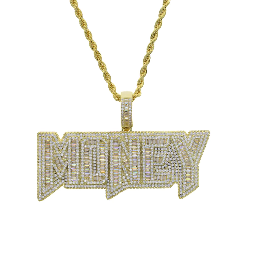 Money Word Pendant on rope chain