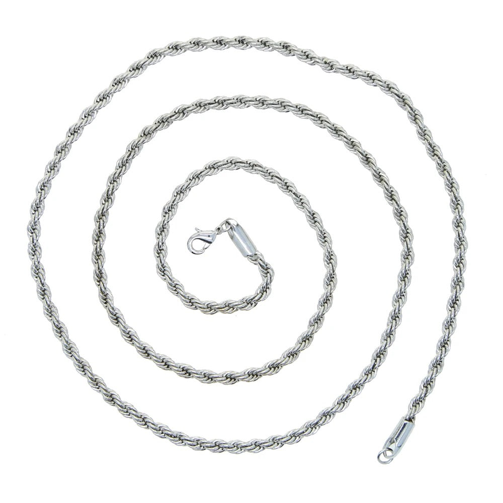 Silver high polish Rope Chain