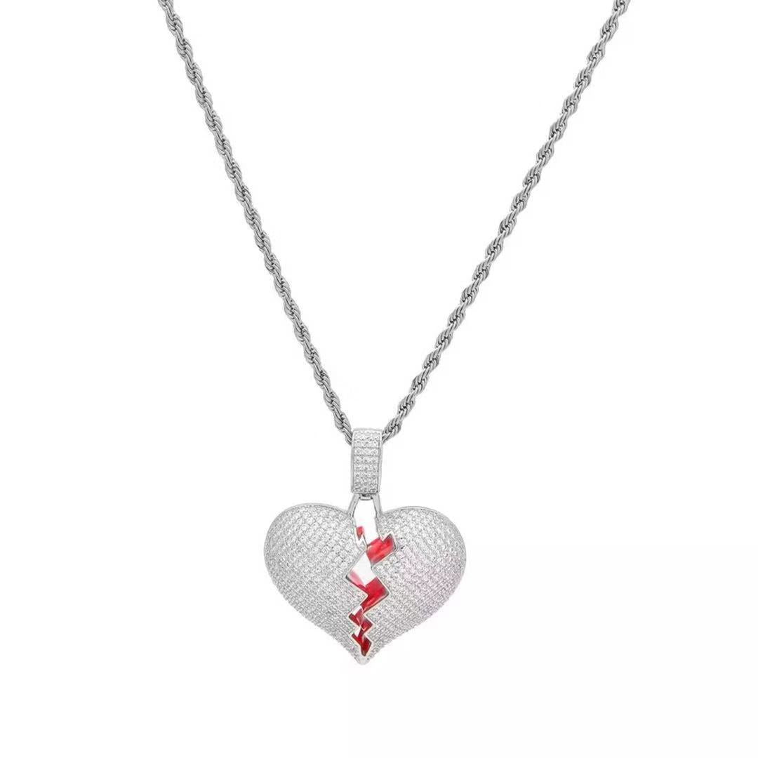 Broken Heart Pendant on rope chain
