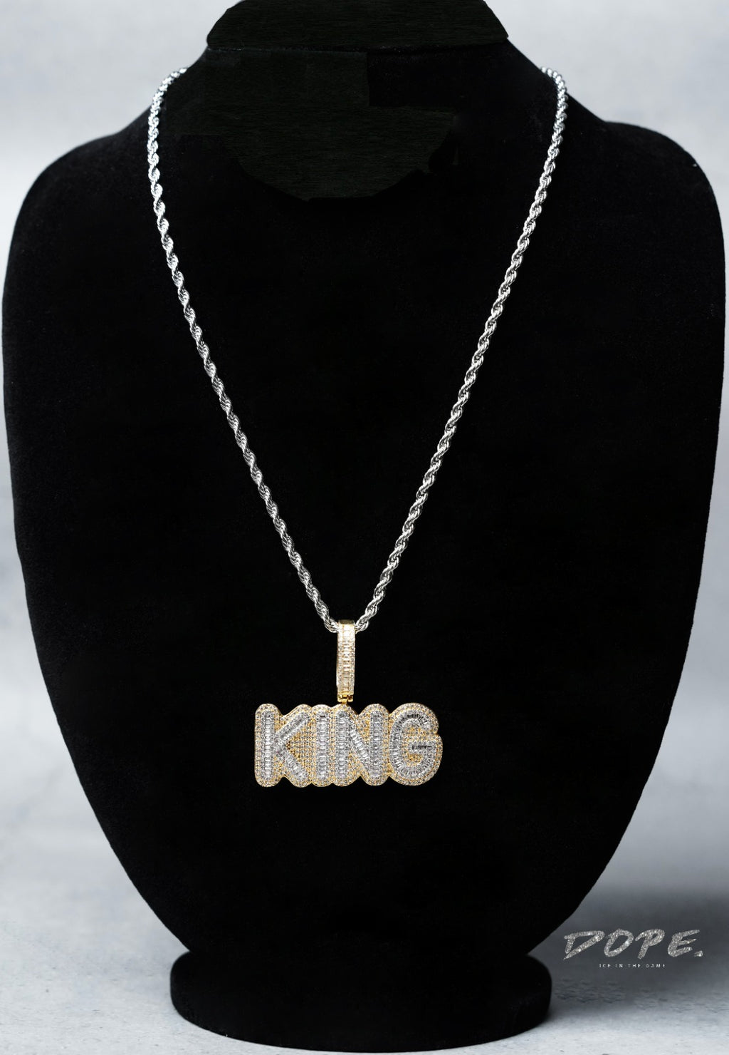 King Word Pendant on rope chain