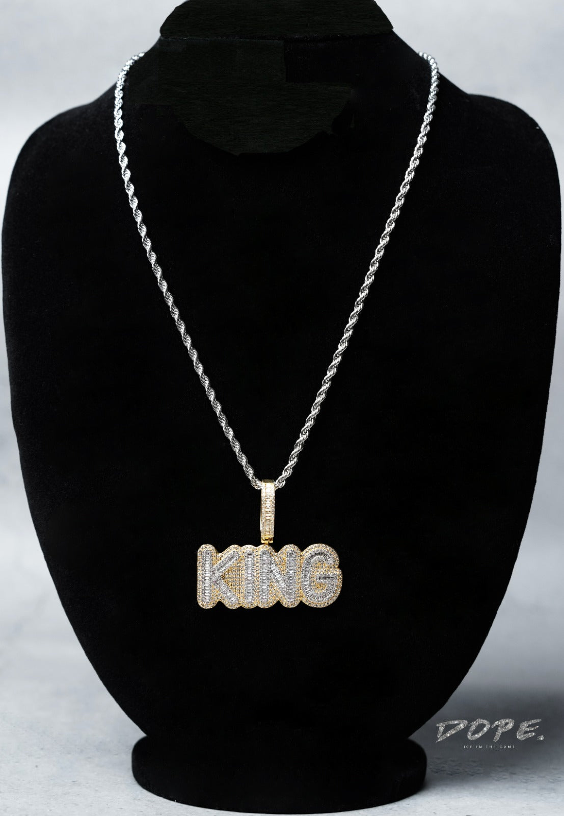 King Word Pendant on rope chain