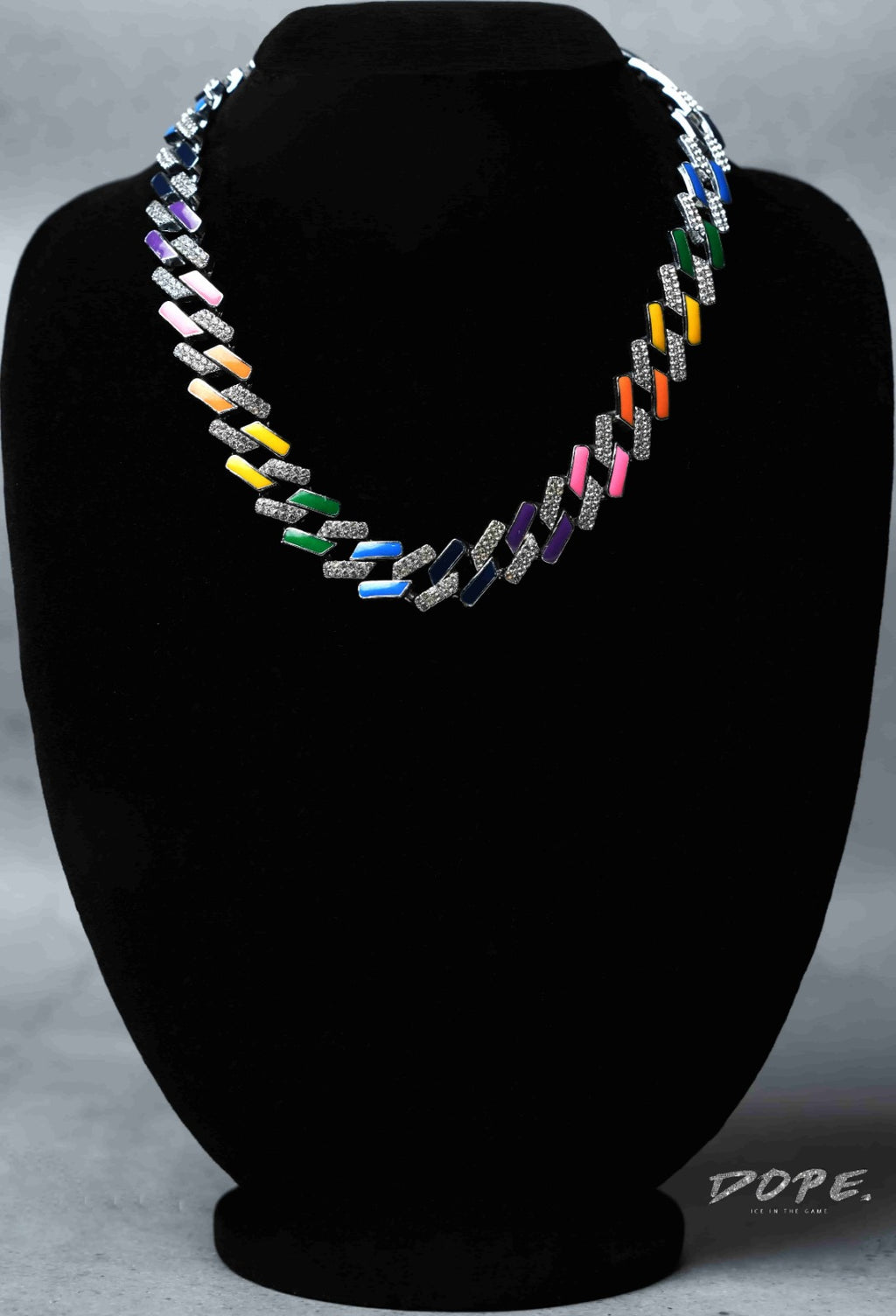 Iced Out V-Cut multi colour Link Chain