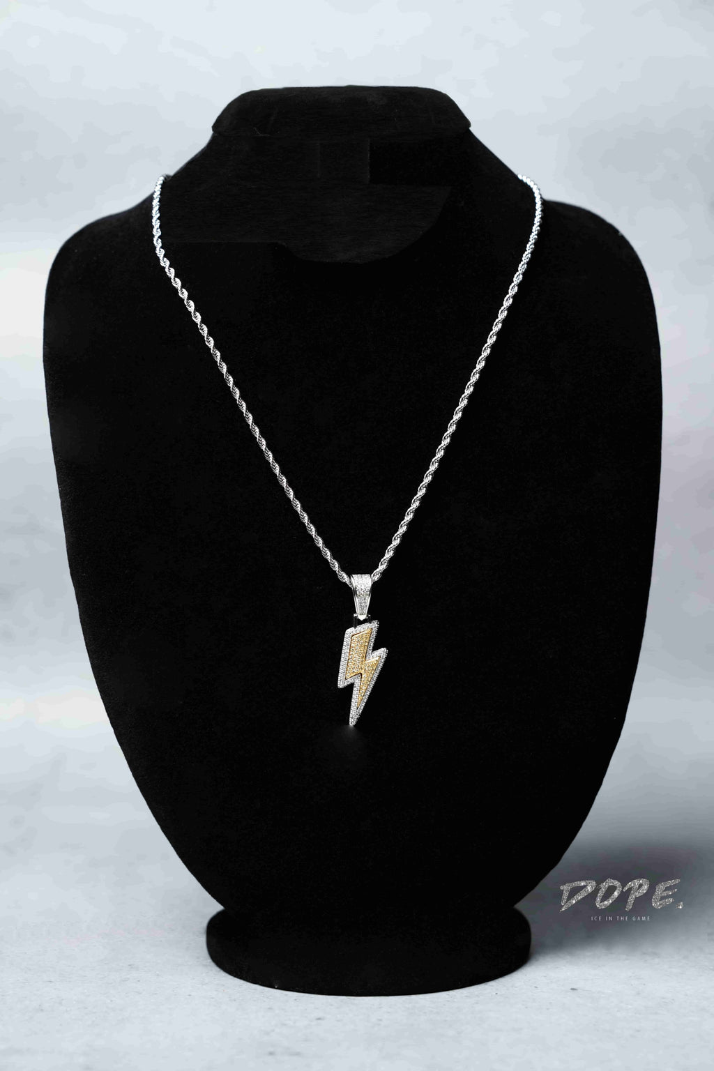 Lightning Bolt Pendant on rope chain