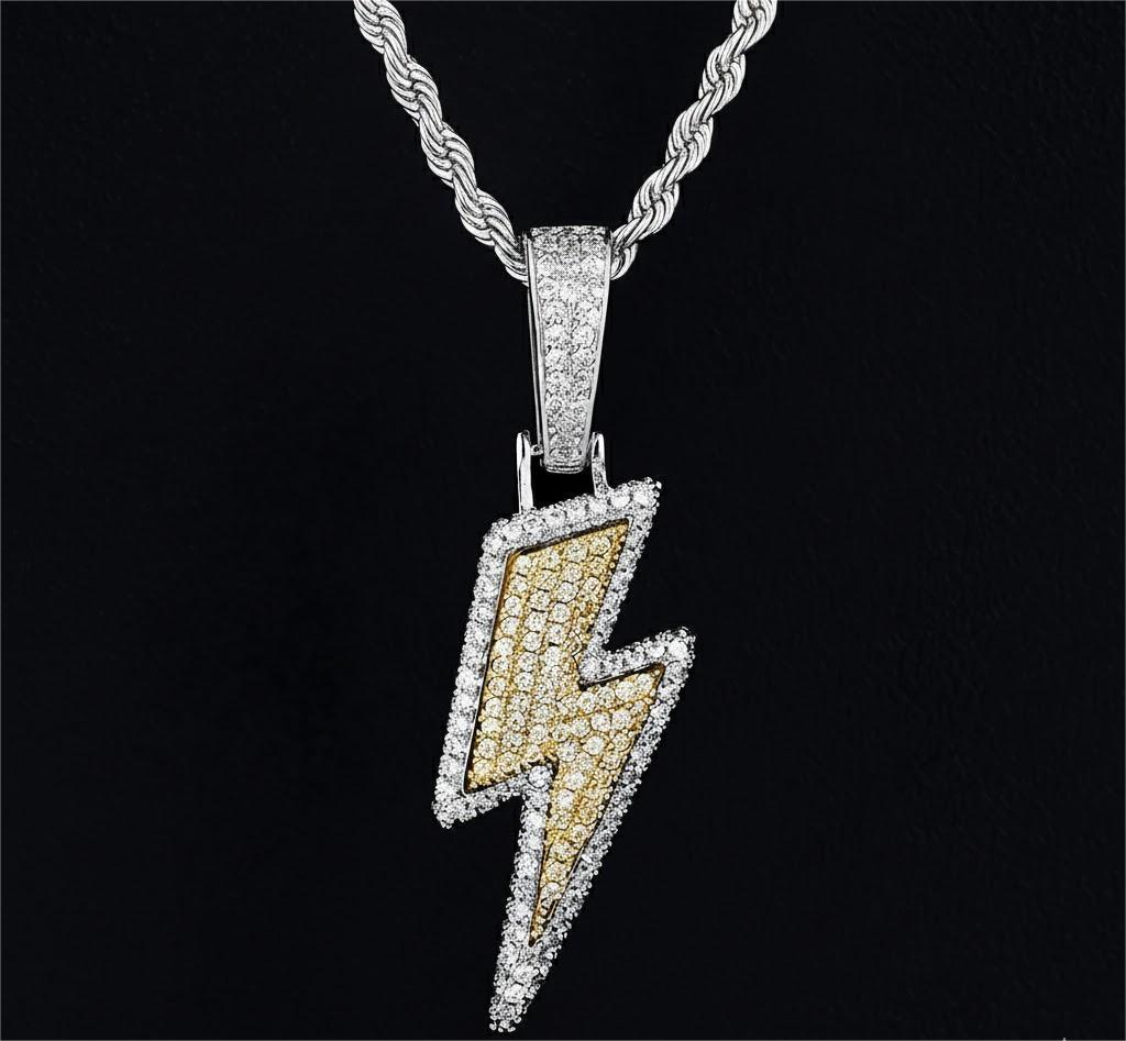 Lightning Bolt Pendant on rope chain
