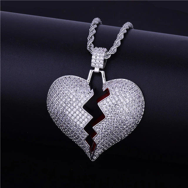 Broken Heart Pendant on rope chain