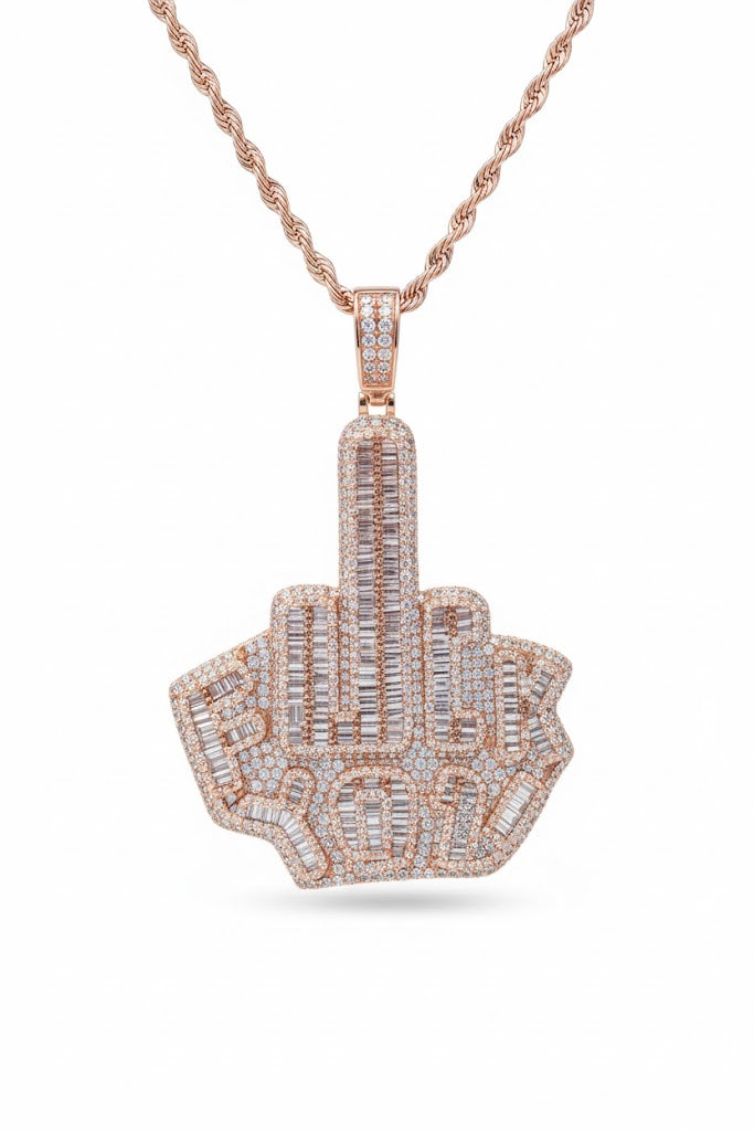 Fuck You Hand Pendant on rope chain