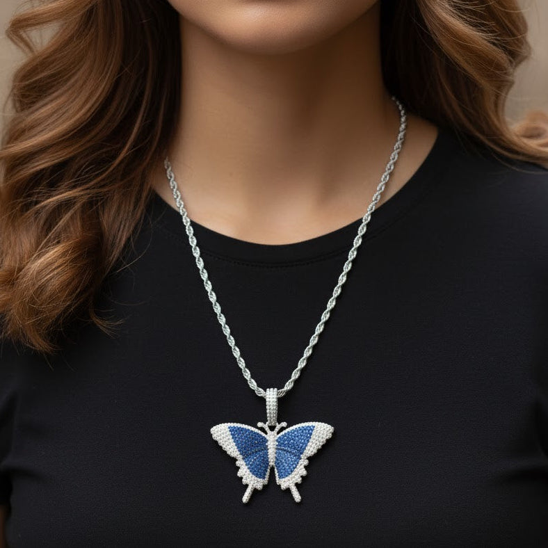 Two-Tone Butterfly Pendant (Blue)