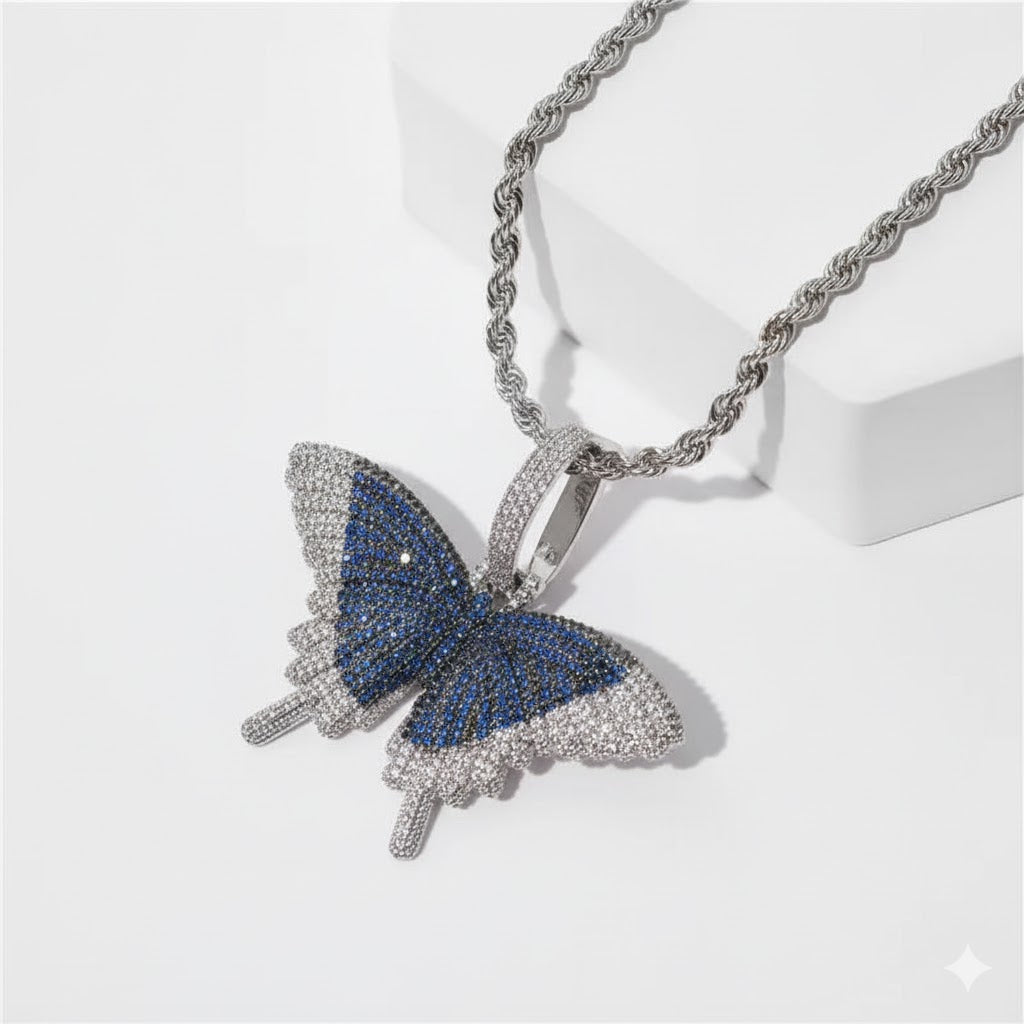 Two-Tone Butterfly Pendant (Blue)