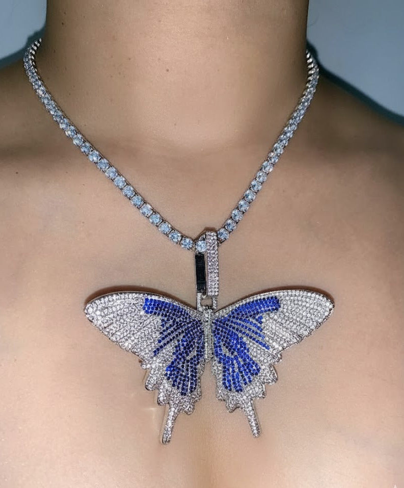Two-Tone Butterfly Pendant (Blue)